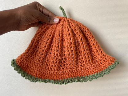Cozy Pumpkin Crochet Hat Pattern | Cute Crochet Bucket Hat for Fall | Easy Pumpkin Hat Pattern with Photo Tutorial for Beginners